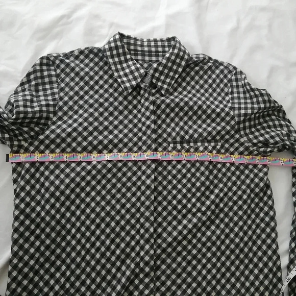 Lafayette 148 Gingham Plaid Cotton, Wool, Linen Button Up Blouse Small - Picture 14 of 15